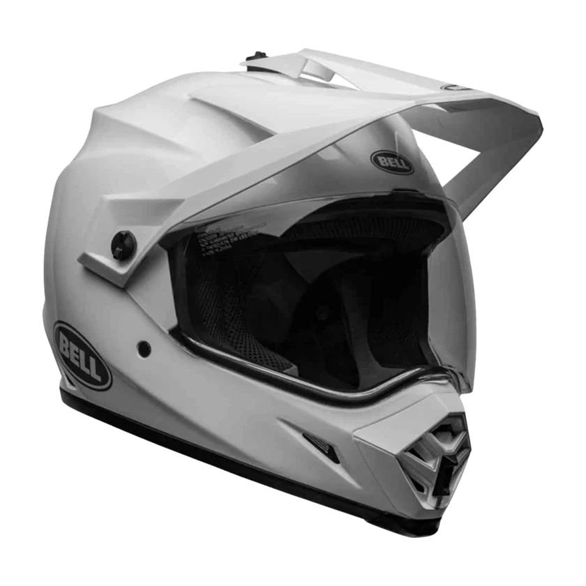 Integraalhelm Bell MX-9 Adventure MIPS in wit met afneembaar vizier en MIPS-systeem.