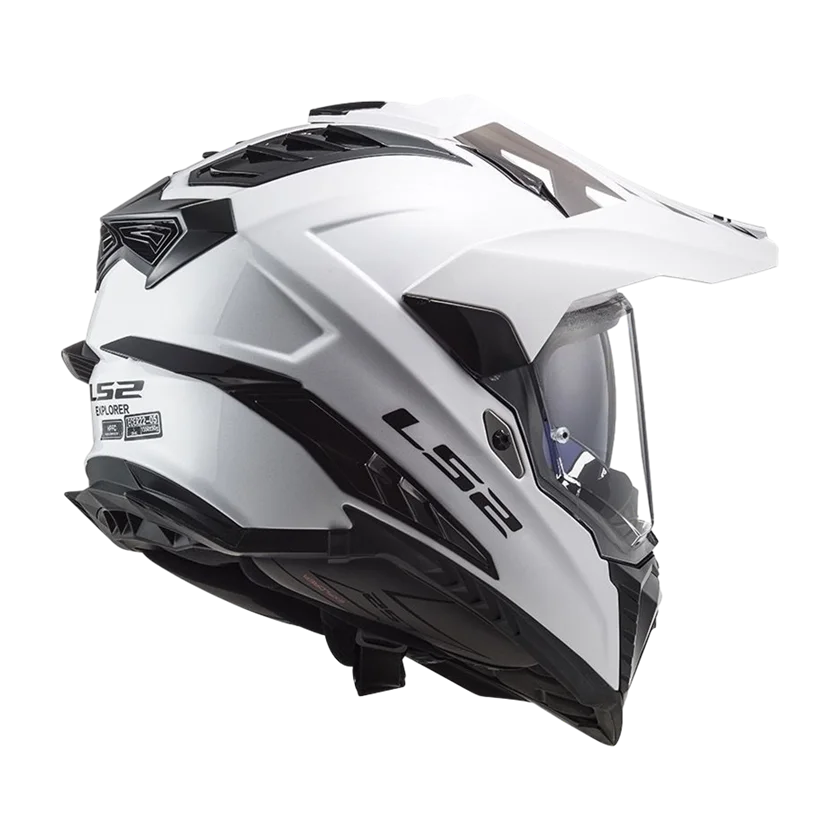 dventure helm LS2 MX701 Explorer wit met geïntegreerd zonnevizier en HPFC-schaal.