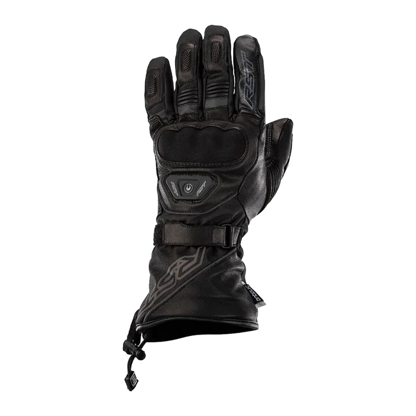 Elektrisch verwarmde motorhandschoenen RST Paragon 6 zwart met waterdichte constructie en CE-knokkelbescherming.
