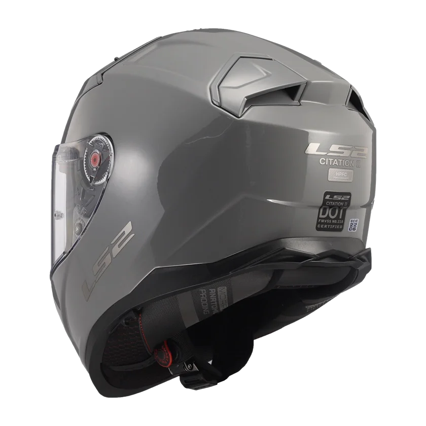 LS2 FF811 Vector II Carbon integraalhelm in Nardo Grey met carbon schaal, intern zonnevizier, Pinlock-vizier en ventilatie voor optimale bescherming en comfort.