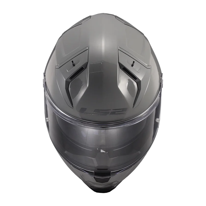LS2 FF811 Vector II Carbon integraalhelm in Nardo Grey met carbon schaal, intern zonnevizier, Pinlock-vizier en ventilatie voor optimale bescherming en comfort.