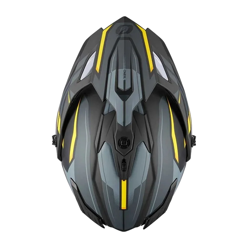O'Neal A-SRS Spike integraalhelm in zwart-geel met ABS-schaal, verstelbaar vizier, ventilatie en Coolmax binnenvoering.