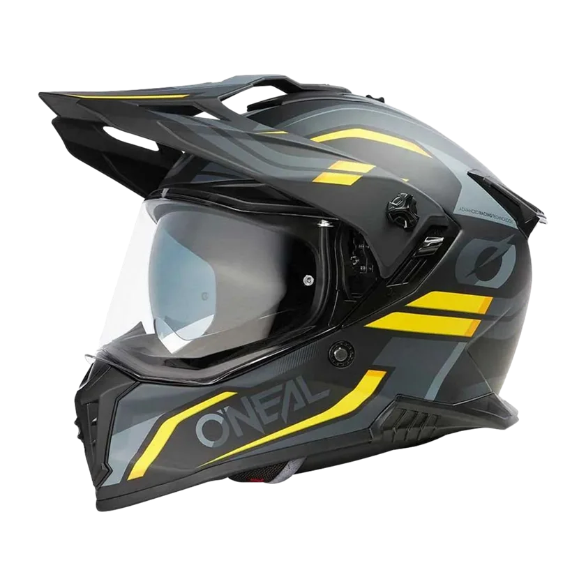O'Neal A-SRS Spike integraalhelm in zwart-geel met ABS-schaal, verstelbaar vizier, ventilatie en Coolmax binnenvoering.