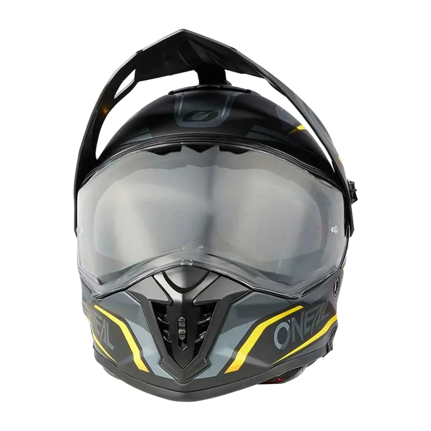 O'Neal A-SRS Spike integraalhelm in zwart-geel met ABS-schaal, verstelbaar vizier, ventilatie en Coolmax binnenvoering.