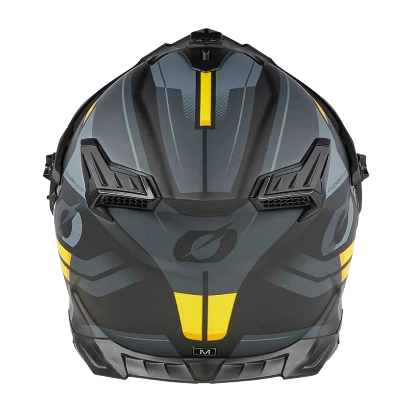 O'Neal A-SRS Spike integraalhelm in zwart-geel met ABS-schaal, verstelbaar vizier, ventilatie en Coolmax binnenvoering.