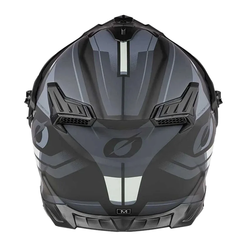 O'Neal A-SRS Spike integraalhelm in zwart-grijs-wit met ABS-schaal, verstelbaar vizier, ventilatie en Coolmax binnenvoering.