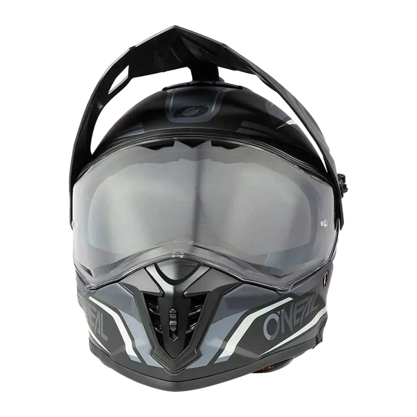 O'Neal A-SRS Spike integraalhelm in zwart-grijs-wit met ABS-schaal, verstelbaar vizier, ventilatie en Coolmax binnenvoering.