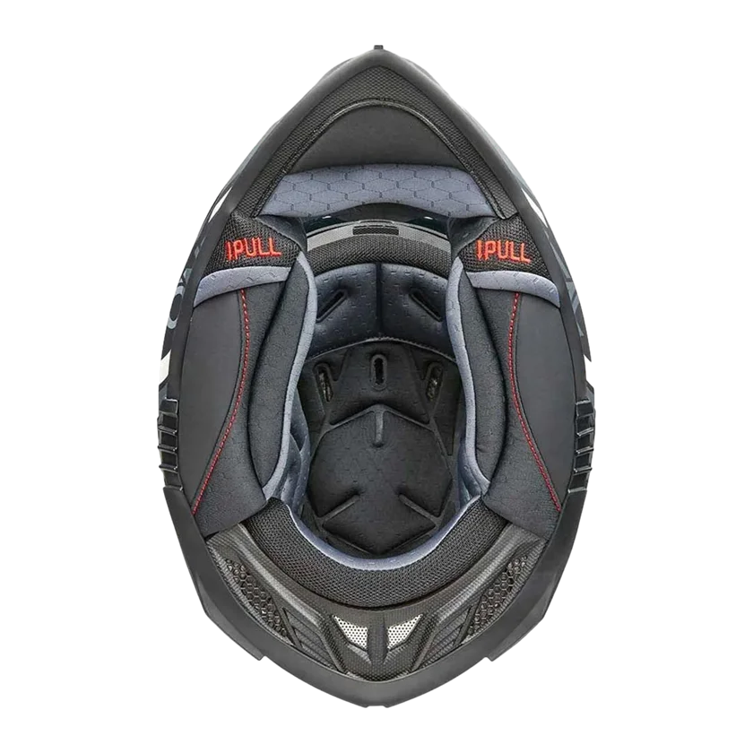 O'Neal A-SRS Spike integraalhelm in zwart-grijs-wit met ABS-schaal, verstelbaar vizier, ventilatie en Coolmax binnenvoering.