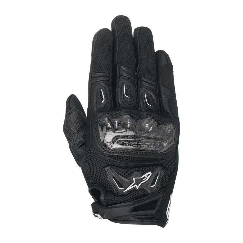 Motorhandschoenen Dames Alpinestars Stella SMX-2 Air Carbon V2 zwart met carbon knokkelbescherming en 3D-meshpanelen.