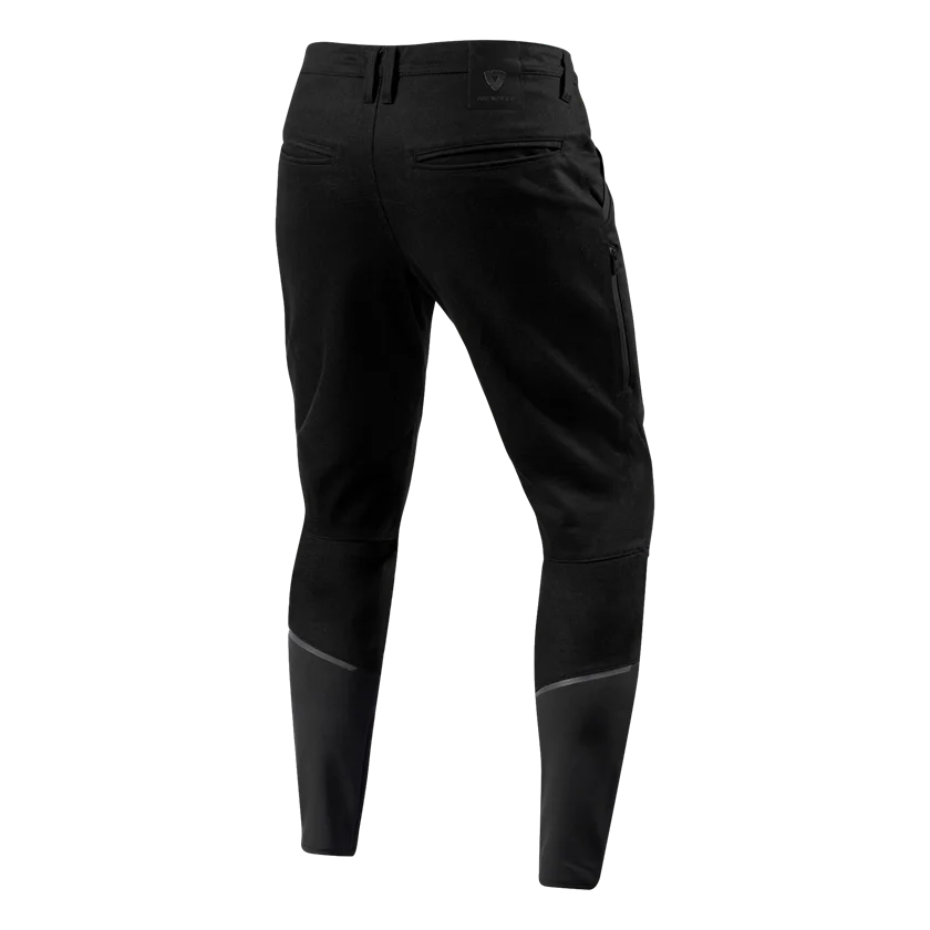 REV'IT! Thorium TF motorbroek in zwart, voorzien van CE-gecertificeerde protectoren en een moderne tapered fit, ideaal voor de stedelijke motorrijder die stijl en veiligheid wil combineren.