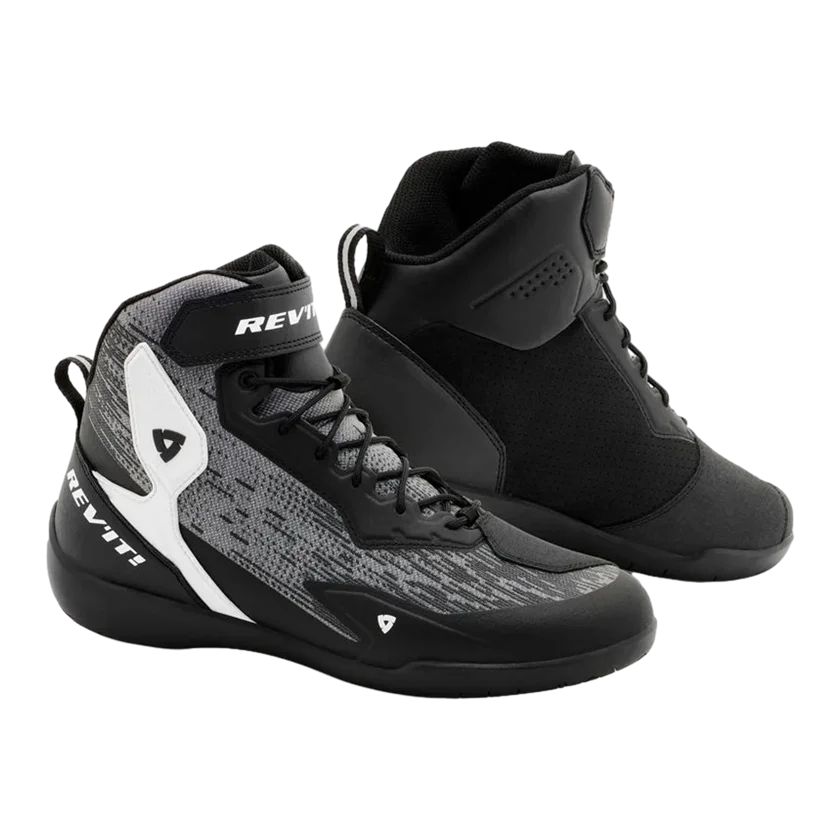 REV'IT! G-Force 2 Air motorschoenen zwart-grijs met ventilerende mesh-panelen, CE-bescherming en sportieve pasvorm voor zomerse ritten.