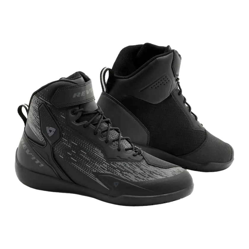 REV'IT! G-Force 2 Air motorschoenen zwart met ventilerende mesh-panelen, CE-bescherming en sportieve pasvorm voor zomerse ritten.