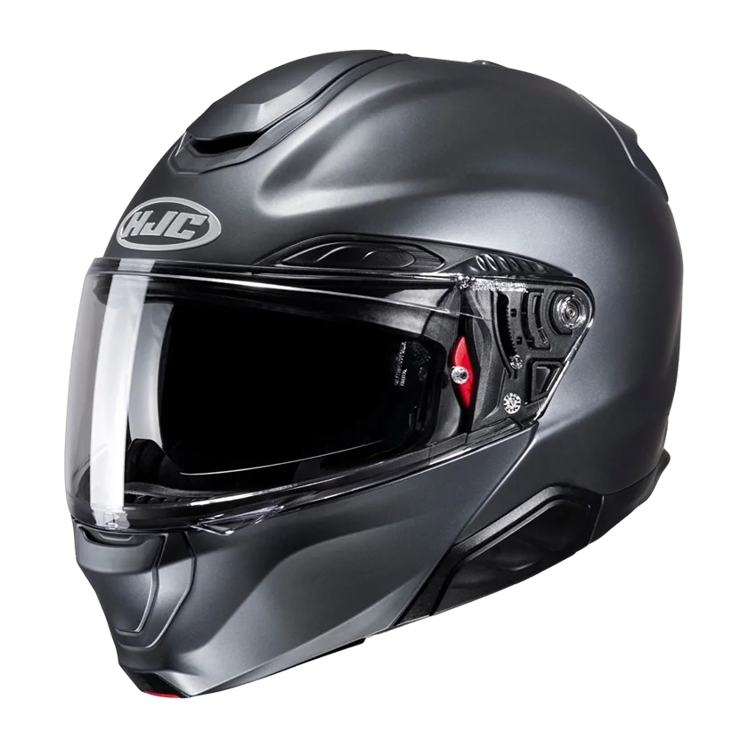 Systeemhelm HJC RPHA-91 donkergrijs met Pinlock vizier, geïntegreerd zonnevizier en P.I.M. EVO-schaal.