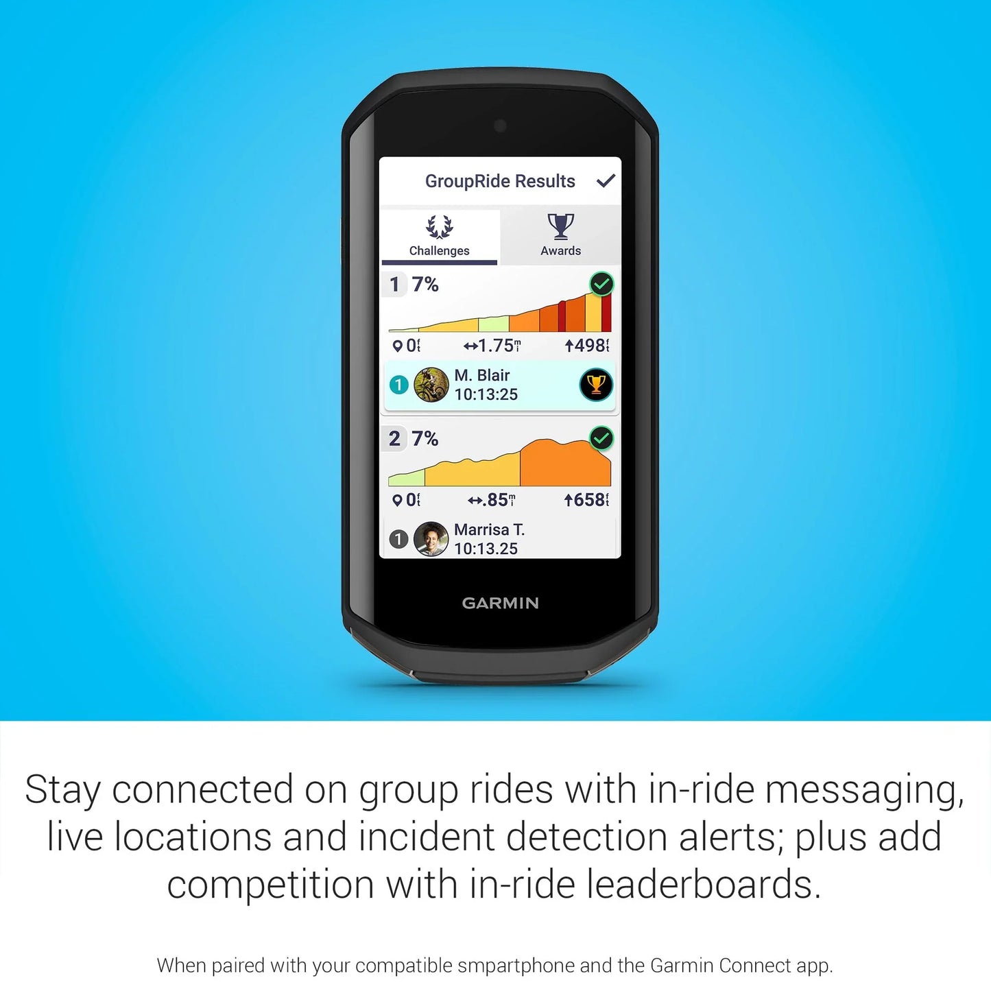 Garmin Edge® 1050, Premium Cycling Computer, Vivid Color Touchscreen Display, Built-in Speaker, Advanced Training and Group Ride Features, Road Hazard Alerts
