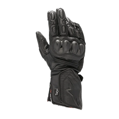 Motorhandschoenen Alpinestars SP-8 H-Dry zwart met HDry® membraan en knokkelprotectie.

